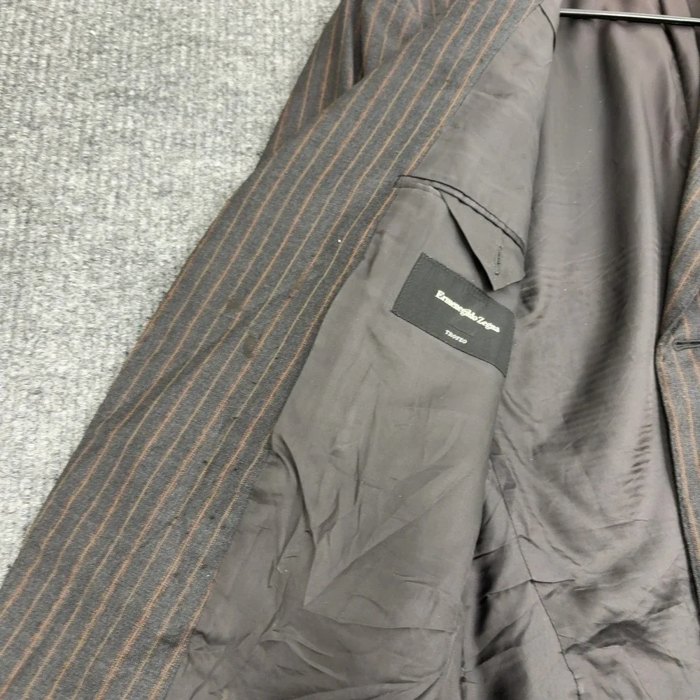 Ermenegildo Zegna Blazer Mens 52R Grey 100% Wool Pinstripe 3 Button Luxury Style
